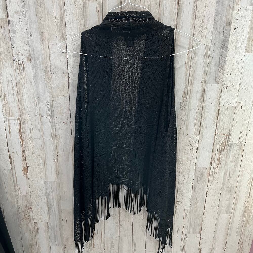 Daytrip Buckle Black Knit Fringe Vest Festival Western Hippie Womens Size Small - Picture 3 of 5